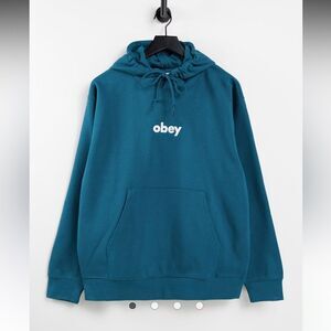 Obey Lowercase Hoodie in Blue Medium